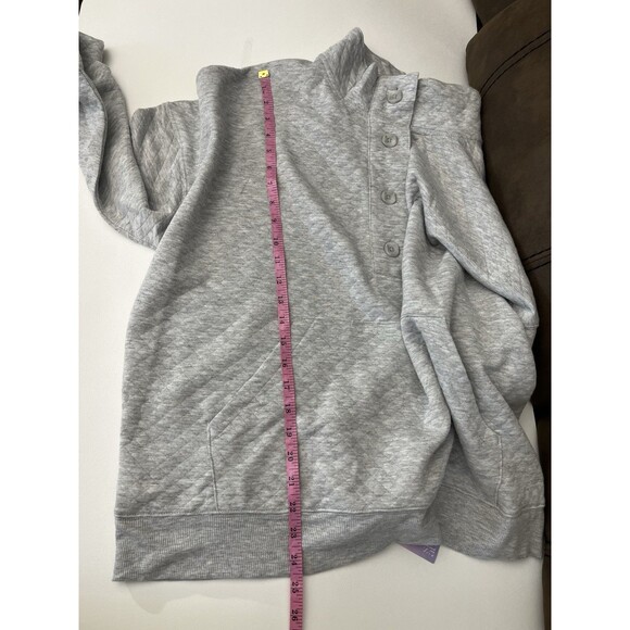 Stars Above Quilted Pajama Top Women’s 2XL  Mock Neck Henley Pockets Gray - Picture 4 of 12